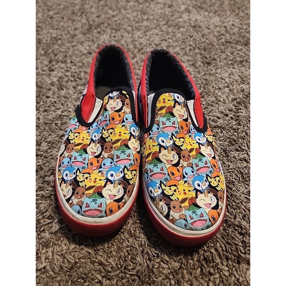 Pokemon The Original‎ Four Types Boy's Low Top Slip On Shoes Multi-Color. Sz 4